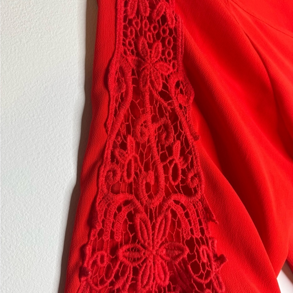 Elegant V-Neck Red Blouse | Size Medium - Picture 4 of 6